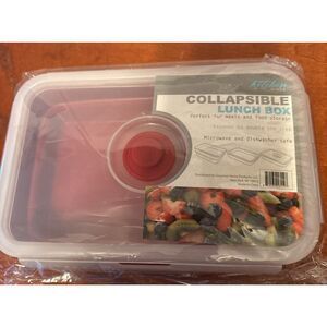 New‎ Gourmet Burgundy Silicone Collapsible Lunch Box/ Storage Container 7 By 4”